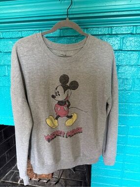 Mickey Light Gray Graphic Pullover with Black Print